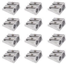 Metal Pencil Sharpener 12pcs 2-Hole Handheld Pencil Sharpener Portable Manual Pencil Sharpener for Graphite and Colored Pencils