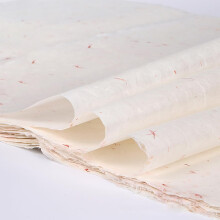 Natural Mulberry Paper 50 Sheets 30x40 cm Handmade Natural Fibre Rice Paper with Red Petals for Painting and DIY Crafts