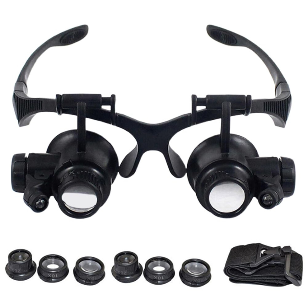 Light Led Magnifying Glasses Head Magnifier With 10X 15X 20X 25X For Crafts Sewing Jewelers Adjustable Headband