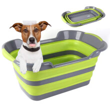 Dog Pool Swimming Pool for Dogs Cats Children Foldable Plastic Paddling Pool with Drainage Hole Green 48 Inch