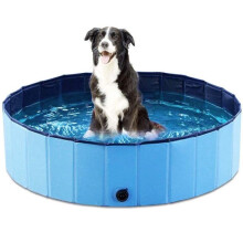 Dog Pool Portable Foldable PVC Bath Tub for Dogs and Cats, Blue 48-Inch Pet Swimming Pool for Outdoor Use