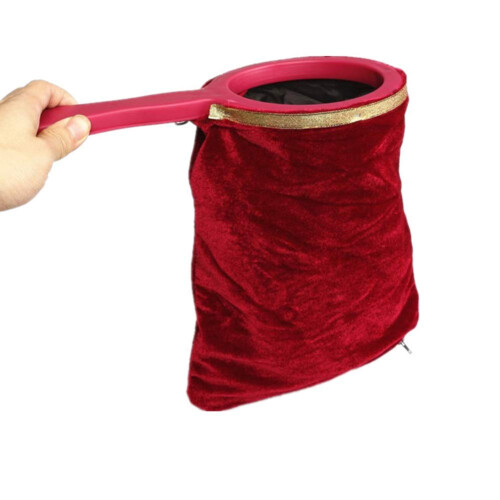 Magic Change Bag for Beginners, Red Magic Trick Prop with Plastic Handle, Disappearing and Exchange Effects