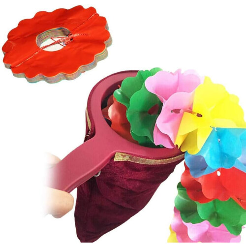 Magic Change Bag for Beginners, Red Magic Trick Prop with Plastic Handle, Disappearing and Exchange Effects 2