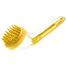 Dog Shampoo Brush with Silicone Bristles, Shampoo Dispenser, Pet Grooming Tool for Puppies and Kittens, Yellow