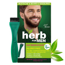 Herb For Men Schnurrbart- & Bartfärbung (Dunkelbraun, 1 Packung), PPD-frei, Ammoniak-frei, vegan, geruchlos
