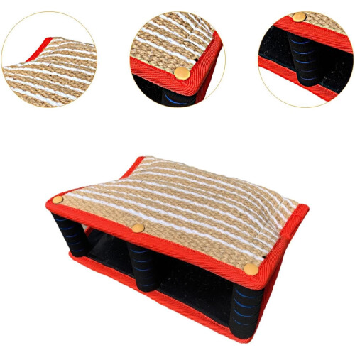 Dog Bite Cushion Training Case, Jute Cover for German Shepherds, Interactive Toy, Red, Durable and Safe 1