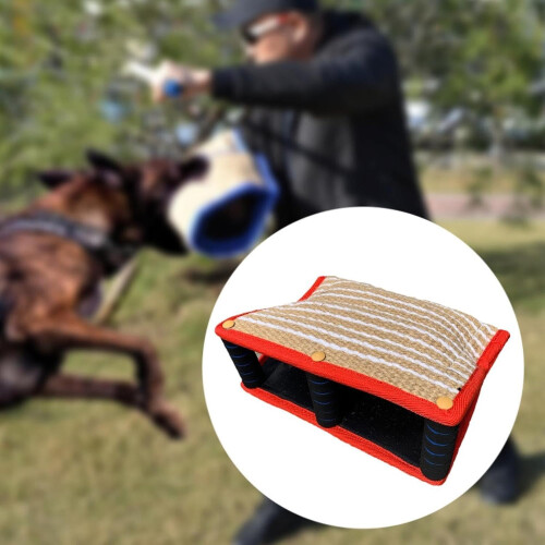Dog Bite Cushion Training Case, Jute Cover for German Shepherds, Interactive Toy, Red, Durable and Safe 2