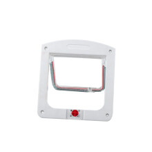 Pet Door Cat Flaps Windproof Two-Way Cat Door for Wall or Bin Entrance White 7.5 x 7.5 Inch Cat Exit Flap