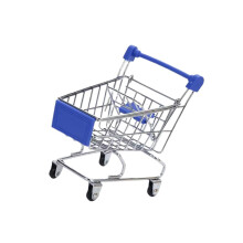 Mini Shopping Trolley Toy for Kids - Dark Blue Simulation Shopping Cart Storage Container Size L