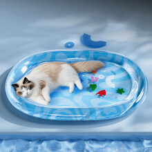 Cat Water Mat with Fish Design, Thick Non-Slip Interactive Play Mat 50 x 64 cm, Durable Indoor Pet Bed Toy for Summer
