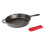 Lodge Frigideira de ferro fundido Lodge com suporte de ala quente de silicone vermelho de 10,25 polegadas 1