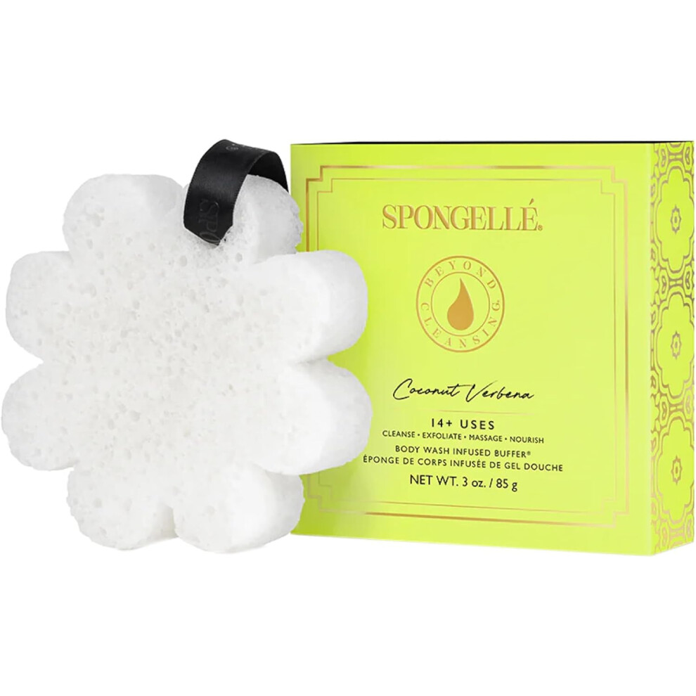 Spongell? Light Spongelle Wild Flower Buffer Body Scrubber With Box | Bath & Shower Loofah For Women | Exfoliator With Body Wash Infused | 14+ Uses (Coconut Verb