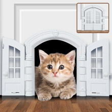 Cat Door 27.3x24cm Weatherproof Cat Flap for Indoor-Outdoor Doors and Walls, Ideal for Cats and Small Dogs