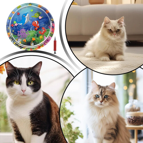 Cats Water Play Mat Foldable Pet Water Bed Play Mat Interactive Mat For Small Medium Large Cats Dolphin 2