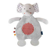 Soothing Towel for Babies, Grey Elephant Cotton Comforter with Teething Toy for Toddlers, Soft Chewing Blanket Type 3