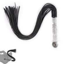 Leather Flogger Whip with Glass Dildo Butt Plug for Prostate Massage and Vagina Stimulation, Long Flogger, Erotic Toys