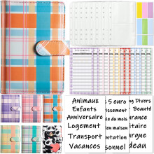 Budget Planner Francais A6 Financial Organizer Starter Set with 12 Binder Pockets, 3 Stickers, 12 Budget Sheets, Blue