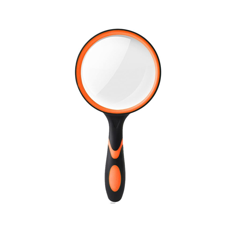 Orange Magnifying Glass 10X Lightweight Handheld Magnifier, Clear Acrylic Lens, Ideal For Reading And Detail Work