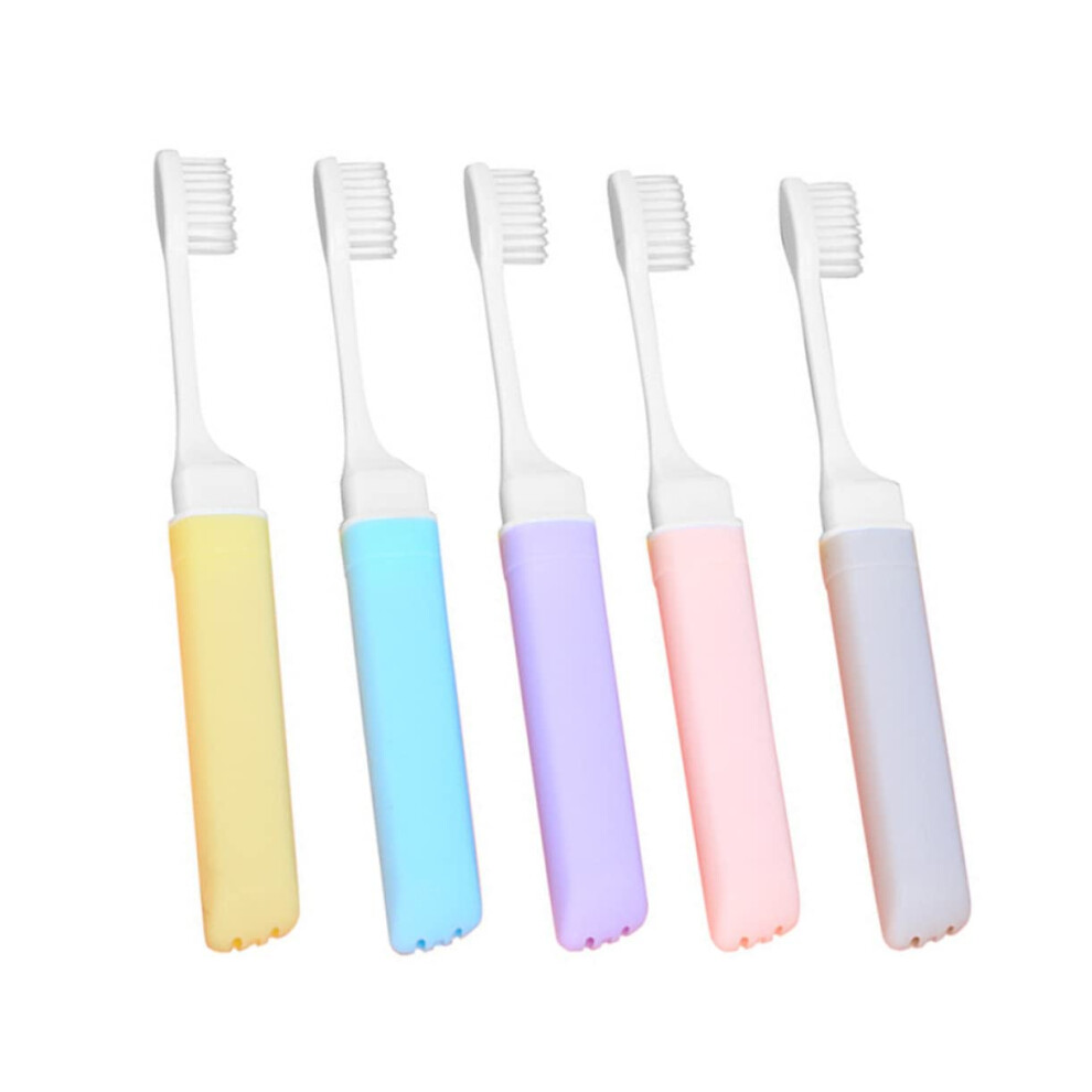 Foldable Toothbrush Set of 5 Ergonomic Durable Travel Toothbrushes with Soft Bristles for Gentle Cleaning Camping and Outdoors