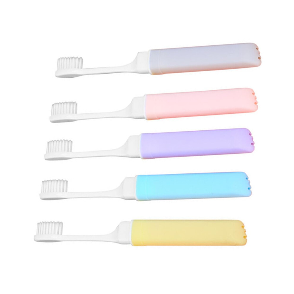 Foldable Toothbrush Set of 5 for Travel, Durable Oral Hygiene, Ergonomic Design, Mixed Colors, Compact and Hygienic