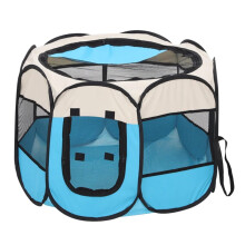 Dog Gate Flat Cat Tear Room - Removable Summer Tent for Pets, Outdoor Folding Fence, Blue 1, S-75x75x45cm