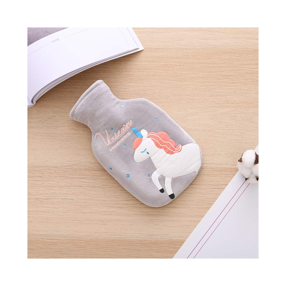 Hot Water Bottle Plush Cartoon Hand Warmer 350ml Unicorn Cat Rabbit Flamingo Soft Warm Reusable Heating Pad