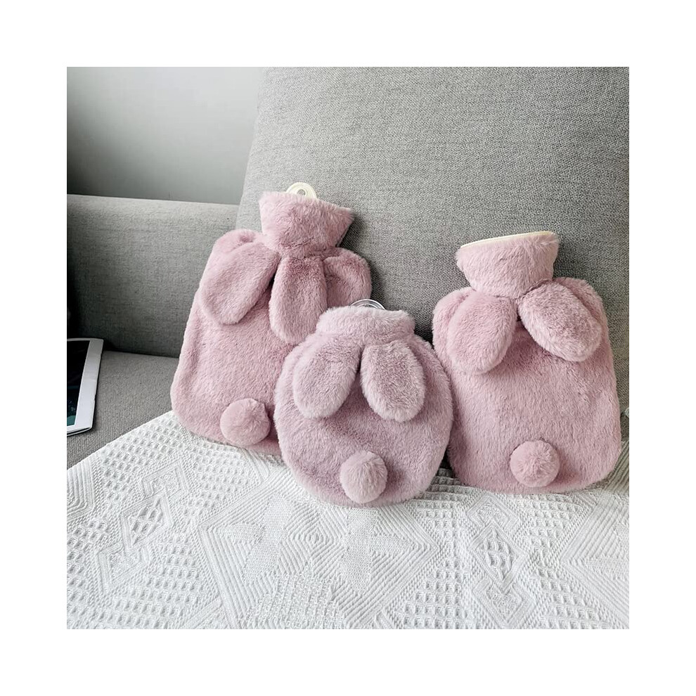 Hot Water Bottle Soft Plush Cute Rabbit Ears 500ml Hand Warmer for Warmth, Cartoon Design, Ideal for Cozy Comfort