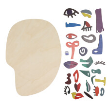 Kids Wooden Puzzle Board 26 Blocks Face Shaped