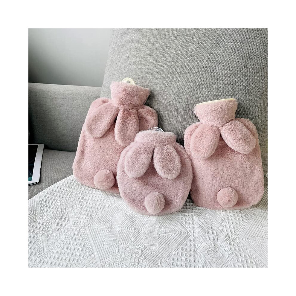 Hot Water Bottle Soft Plush Cartoon Rabbit Ears Hand Warmer 500ml Cute Design for Warmth and Comfort
