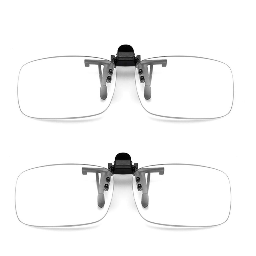 Blue/Light Pack Of 2 Reading Glasses With Clip-On Transparent Lenses +1.00 To +3.00 Dioptres Portable Anti- +2.00