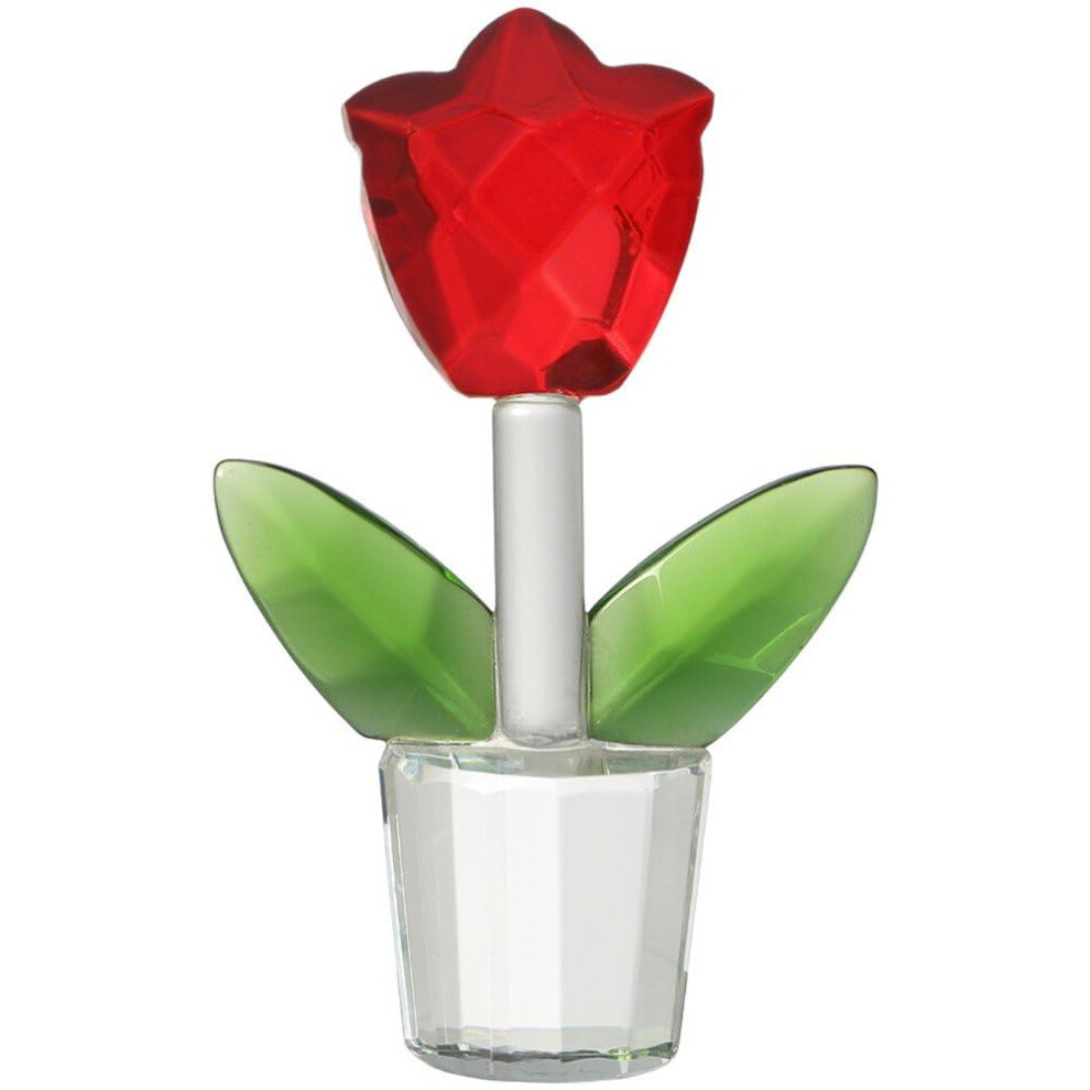 Crystal Tulip Statue Red Glass Flower Figurine Transparent Flower Bouquet 30cm Wedding Decoration Paperweight-image-OPC-PK69BYJ-NEW