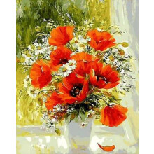 Paint by Numbers Adult Poppy 40x50 cm DIY Oil Acrylic Canvas Still Life Art Kit for Home Decoration
