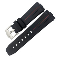 Rubber Watch Strap 22mm 23mm 24mm for Tudor Heritage Black Bay Pelagos Waterproof Sports Bracelet Red Black with Black Buckle