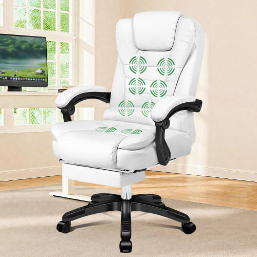 ELFORDSON Massage Office Chair Executive Gaming Chairs Heated White