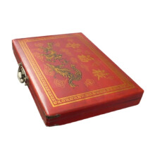 Chinese Mahjong Set Travel Game Antique Wooden Case 144 Tiles Family Fun Size Compact Design