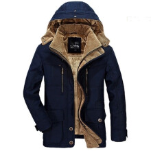 (Blue, UK L=Tag XL) Mens Coats Winter Padded Jacket Warm Casual Overcoat Thick Thermal Outwear Hood