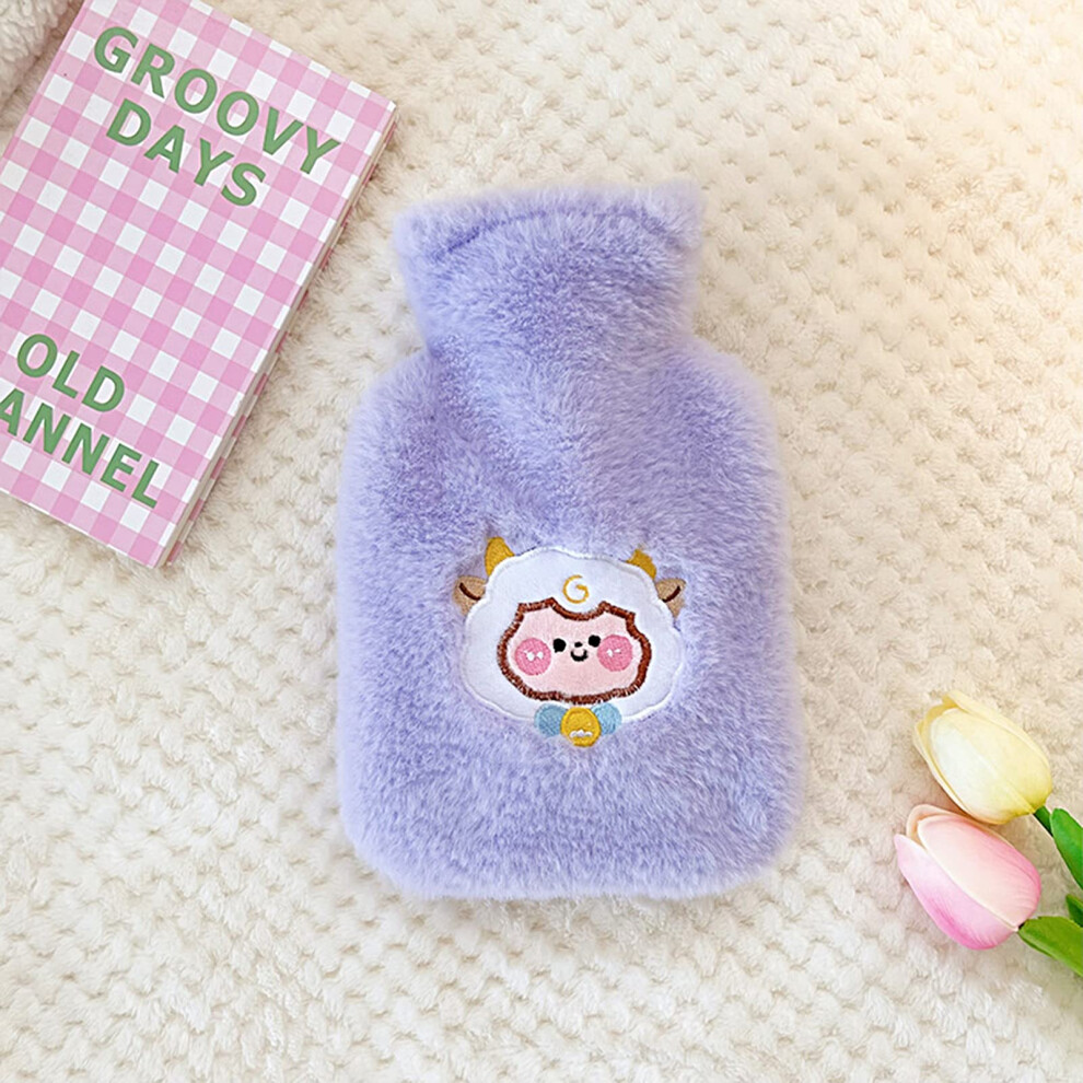 Purple Hot Water Bottle 500Ml Cartoon Plush Hand Warmer For Heat Retention And Cold Therapy, Portable And Cute Design