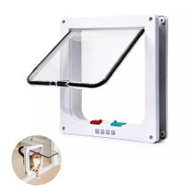 Cat Flap Door 4-Way Locking, Large Weatherproof Pet Door for Glass, Acrylic, Wooden Doors - 28.5 cm x 24.5 cm