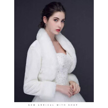 (Large) Bridal Bolero Shawl Shrug Coat Ivory Faux Fur Jackets Party Women Warm Shawl