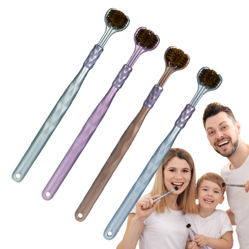 Triple Angle Brush - Flexible Bristles Toothbrush Aid for Gentle Cleaning, High Performance, Sensitive Protection, Compact 4 Piece Set