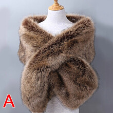 (Fur Color) Womens Fluffy Faux Fur Shawl Stole Cape Wedding Bridal Warm Wrap Shrug Scarves
