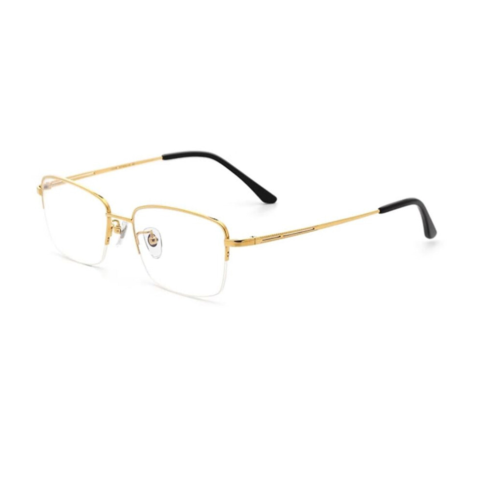 Gold Men's Pure Titanium Smart Zoom Reading Glasses With Anti-Blue Light, Hd Aspheric Resin Lenses, +2.0 Magnification
