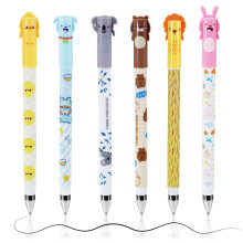 Erasable Pens Set, 0.5 mm Gel Ballpoint Rollerball Pens, Pack of 6 Cartoon Design Erasable Pens for Students