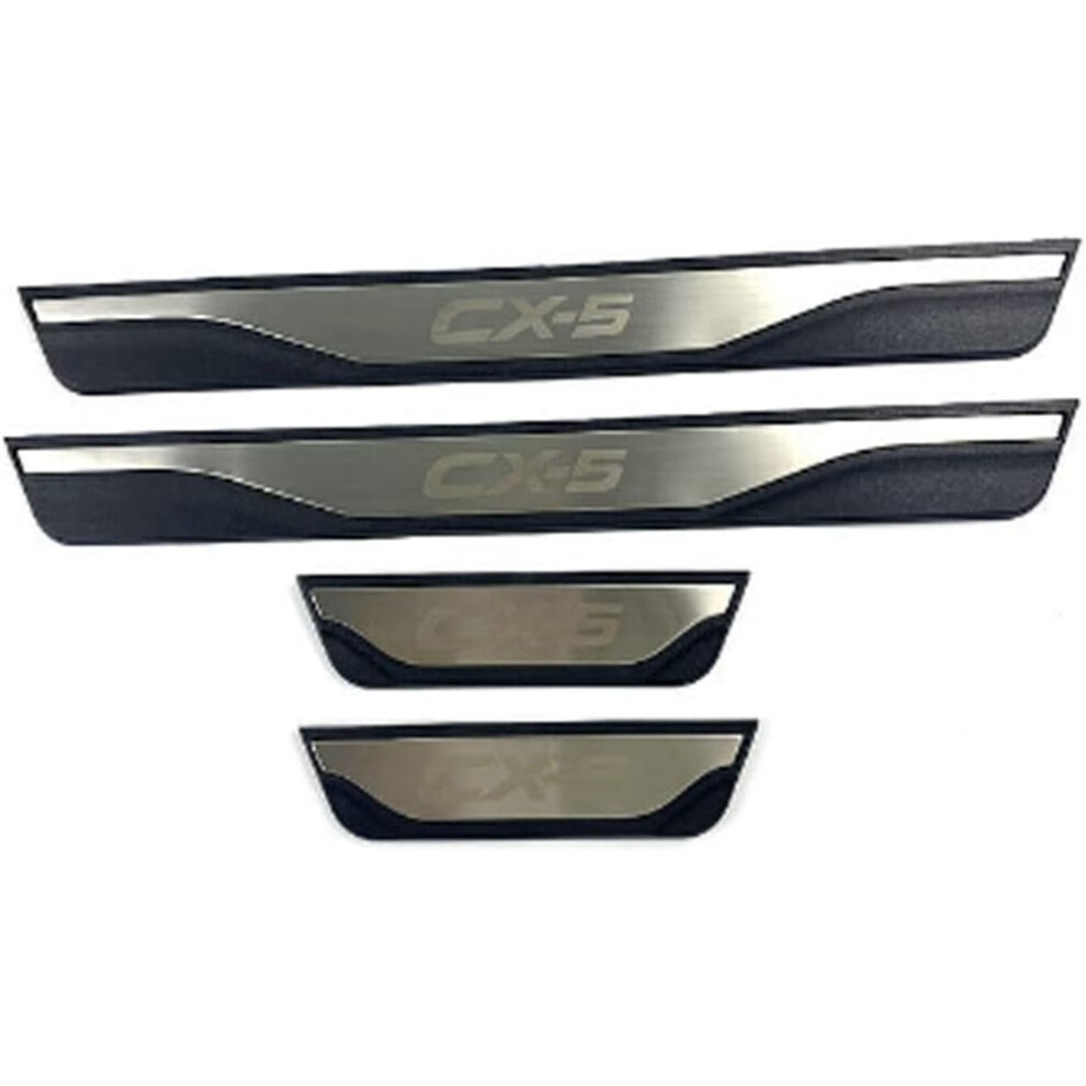 () For Mazda Cx-5 Cx5 2013-2025 4Pcs Stainless Steel Door Sill Scuff Plates Entry Guard Anti Scratch Protector Decoration Trimï¼Redï¼ Silver/Red 6910530002730