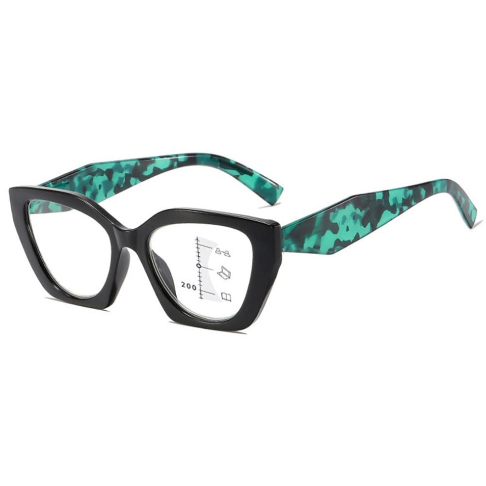 Blue,Green,Black Multifocal Progressive Reading Glasses For Women Tortoiseshell Blue Light Filter Black And Green 1.0X 2.0X Near And Far Vision