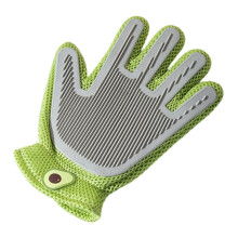 Pet Grooming Glove Cat Hair Deshedding Mitt Finger Design for Puppies, Avocado Color, Soft Rubber Material, One Size