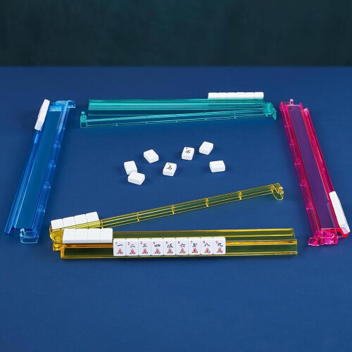 Mahjong Clear Racks Set, Acrylic Pushers, Stackable Space-Saving Design, Scratch-Resistant, 18.7 x 3.2 x 3 cm 1