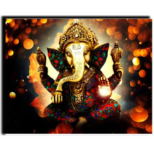 Painting by Numbers Ganesh Elephant 16 x 20 Inch Linen Canvas DIY Oil Painting for Adults and Children with Frame