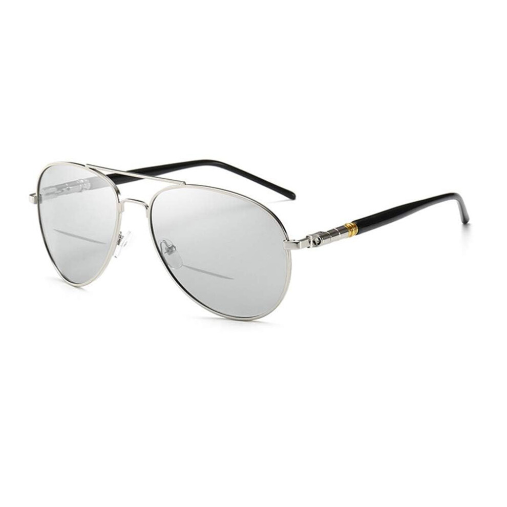 Progressive Multifocal Reading Glasses Men Metal Frame UV400 Photochromic Aspherical Lenses +2.5 Strength 01