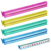 Mahjong Pushers and Racks Set of 4 Clear Multicoloured Acrylic Organisers for Tile Games and Mah Jongg Accessories